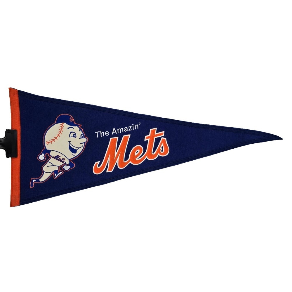 Vintage New York Mets MLB Winning Streak Embroidered Throwback Wool Pennant